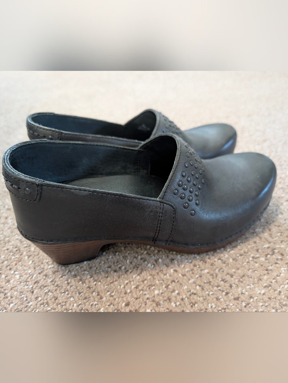 Dansko Women's Black Leather Slip-On Clogs